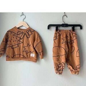 Zara Kids Grandmas Market Graphic Sweatshirt Jogger Set Cozy Scandi Baby Y2K 2T